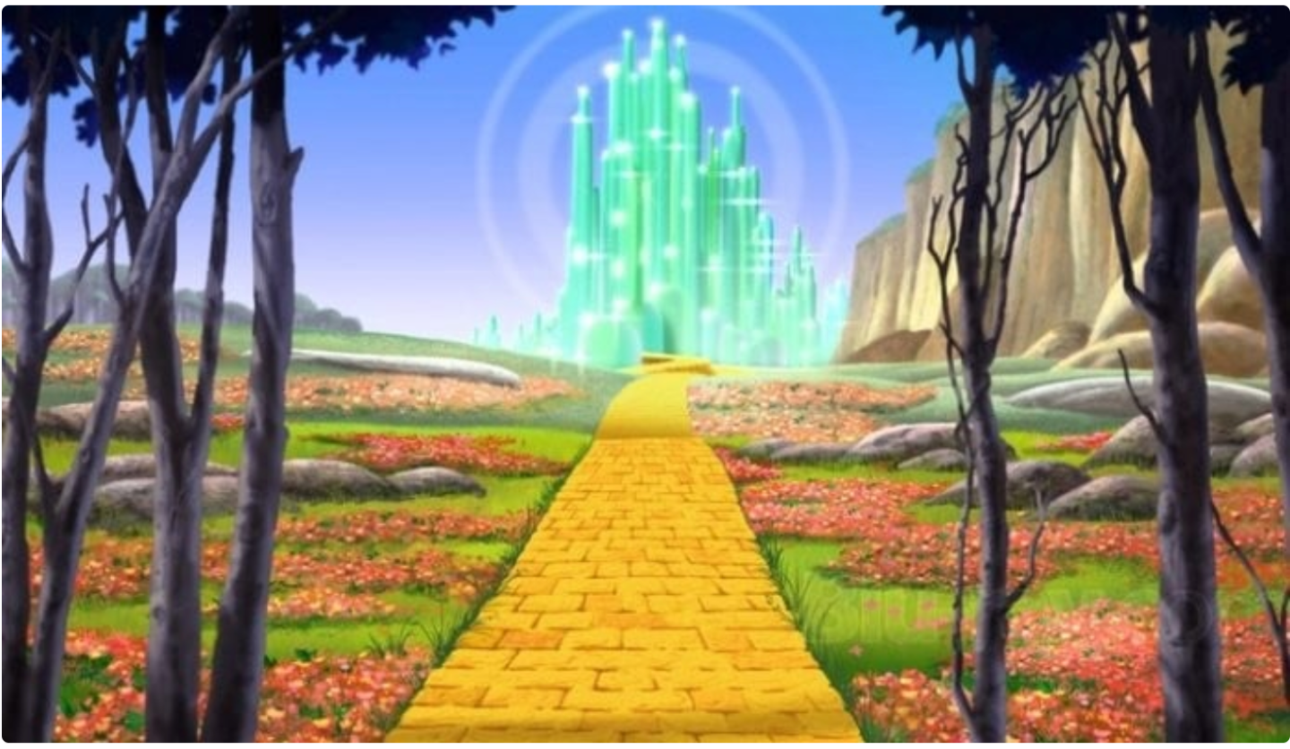 The Yellow Brick Road with Oz in the distance
